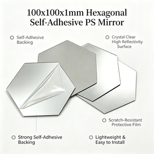 Miroir mural hexagonal auto-adhésif en PS, imperméable, à peler et coller, vente en gros - Product Image 2