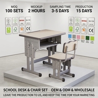 Bureau d'étude pour enfants à hauteur réglable, respectueux de l'environnement, avec structure en métal, bureau scolaire moderne, bureau ergonomique pour enfants, pour la salle de classe et la maison