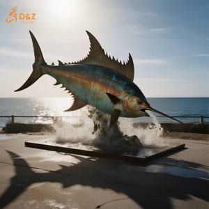 Diseño D & Z y decoración de bronce fundido a medida, escultura especial de pez espada grande para proyecto costero - Product Image 2