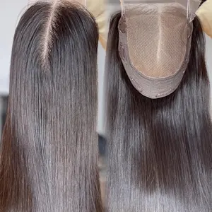 2024 desain baru Wig Mini renda depan 8*8 hiasan rambut palsu untuk wanita rambut manusia Area besar renda untuk wanita putih