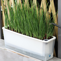 Jardinière rectangulaire moderne auto-arrosante avec corde en coton, pot de fleurs en plastique durable pour balcon, potager, jardin, pépinière