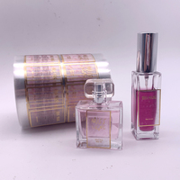 Étiquette adhésive transparente personnalisée étiquette de bouteille cosmétique autocollant de bouteille de verre de parfum en feuille d'or transparente