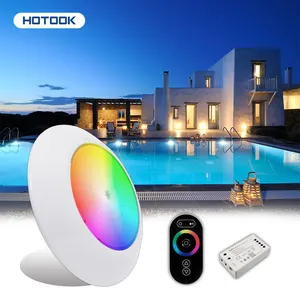 HOTOOK New Style Resin Filled Surface Mounted IP68 RGB Remote Control LED Swimming Pool Light Underwater All In 1 Installation