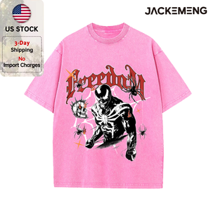 Oversized Washed Retro <strong>Superhero</strong> Dark Streetwear Print <strong>Tshirt</strong> USA Stock Wholesale Y2K Casual Tee - Product Image 1
