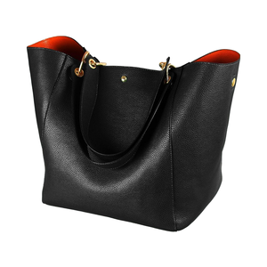 <strong>Large</strong> PU Solid Color Zip Closure <strong>Work</strong> Tote <strong>Bag</strong> for Women Designer Big Bucket Style Travel Crossbody Purse - Product Image 1