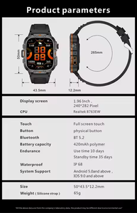 2025 moda QX12 Sport Flash Light Smart Watch Reloj Inteligente Fitness Tracker QX12 1.96 pollici BT chiamata Smart Watch - Product Image 6