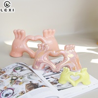 Figurine artisanale en céramique en forme de cœur créatif, statue d'amour dorée de luxe, ornement, centre de table, décoration, cadeau de la Saint-Valentin