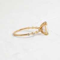 Bague de mariage en or massif 10K/14K/18K avec diamant de laboratoire taille émeraude 0,5-3 carats et pierres latérales dispersées, certifiée IGI, clarté VVS CVD/HPHT