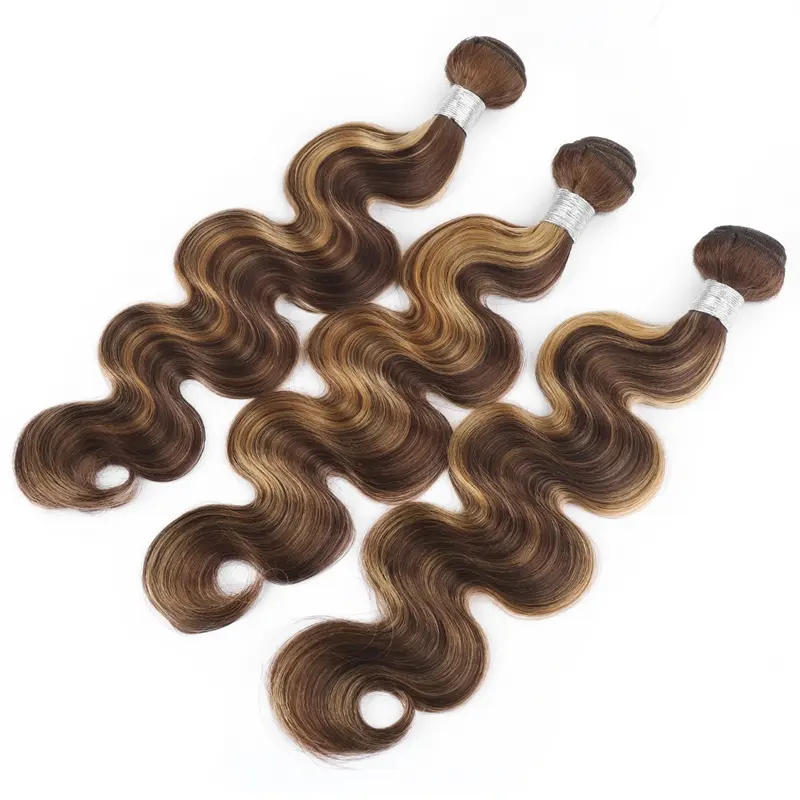 Piano color human hair weave bundles highlight 4 27 30 mixed color mink Brazilian human hair extension 100% virgin hair vendors