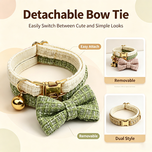 Collar Personalizado para Mascotas con Grabado, Tejido Tweed, Lazo Desmontable y <span class=keywords><strong>Campana</strong></span> para Gatos y Perros Pequeños, Hebilla <span class=keywords><strong>de</strong></span> Seguridad Metálica, Regalo <span class=keywords><strong>de</strong></span> Navidad - Product Image 3