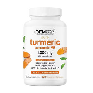 Complément de curcuma de haute qualité 1000 mg/portion Capsules Extrait de poivre noir Huile MTC Vitamine C liposoluble Adulte - Product Image 1