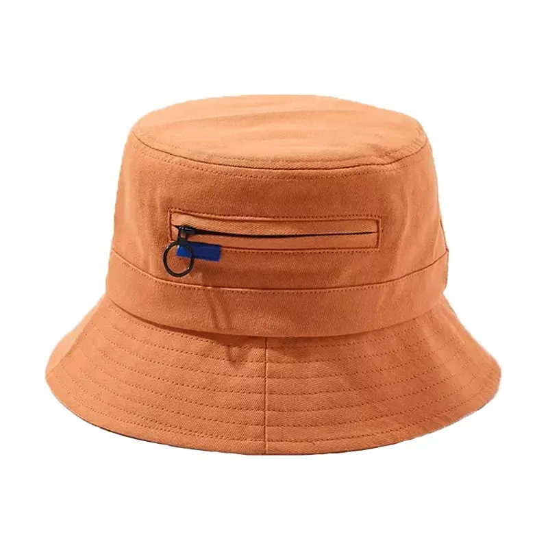 Wholesale Fashion Fisherman Custom Cotton Blank Bucket Hats with Zipper Pocket