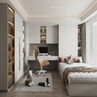 Modernes Tatami-Bett mit Integriertem Schrank-Design für Kinderzimmer, Massivholz Multifunktionaler Schreibtisch-Bett mit Großem Stauraum für Hotels