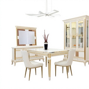 Ensemble de table et de chaises de salle à manger en MDF de luxe moderne avec hauteur réglable, installation facile, 8 pièces pour la maison, l'hôtel, l'appartement, la <span class=keywords><strong>villa</strong></span> - Product Image 5