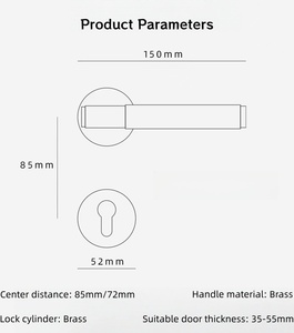 มือจับประตูแบบก้านโยกทรงกลม แข็งแรงทนทาน สีบรอนซ์ทองเหลือง ลายกันรอยขีดข่วน พร้อมชุดล็อคและโรเซตต์ สำหรับประตูภายใน - Product Image 6