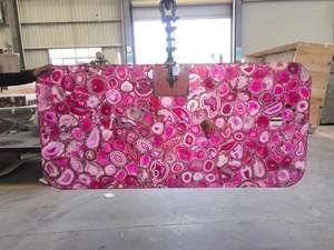 แผ่นหินควอตซ์คริสตัลสีน้ำเงิน เป็นมิตรกับสิ่งแวดล้อม สำหรับงานตกแต่งผนังโรงแรมสมัยใหม่ ดีไซน์พื้นหลังวิลล่า ผิวขัดเงา สำหรับโครงการครบวงจร - Product Image 3