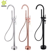 Robinet de baignoire à main en acier inoxydable 304, eau chaude et froide, monté au sol