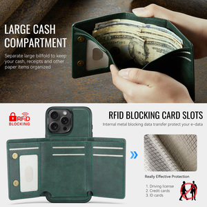 2 Trong 1 Từ Da Lật Điện Thoại Casefor iPhone 17 Không Khí 16 Pro Max 15 14 13 Ví Bìa Thẻ Chủ Pocket Bìa - Product Image 3