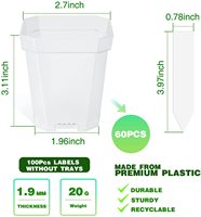 Pot de pépinière transparent de 3 pouces, Pots de plantation carrés en plastique épais sans soucoupes Pots de semis de plantes avec étiquettes pour plantes
