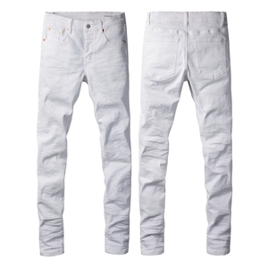 Jeans da <span class=keywords><strong>Uomo</strong></span> High Street in Denim 100% <span class=keywords><strong>Cotone</strong></span>, Lavaggio Chiaro, Vestibilità Slim, Gamba Dritta, Vita Media, Traspiranti, Strappati e Effetto Usurato, All'ingrosso - Product Image 6