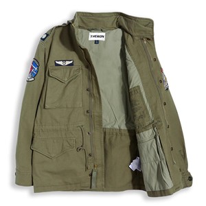 <span class=keywords><strong>Chaqueta</strong></span> Bomber Clásica <span class=keywords><strong>Americana</strong></span> M65 con Diseño Herringbone, 100% Lona de Algodón, Cuello Alto <span class=keywords><strong>Informal</strong></span>, Cierre de Cremallera, Resistente al Viento, ODM - Product Image 6