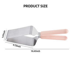 ไม้พายเค้กสี่เหลี่ยมสแตนเลส ด้ามจับคู่ ไม่ติดกระทะ อุปกรณ์เสิร์ฟเค้ก - Product Image 2