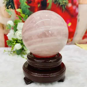 Venta al por mayor esfera de cuarzo transparente bolas de cuarzo rosa bolas de meditación esfera de cristal para decoración curativa