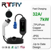 Chargeur EV portable de nouvelle conception 32A 7kW GBT pour véhicules électriques avec prise CEE pour une utilisation à domicile et en extérieur IP55 en cas de forte pluie