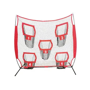 7X7ft Football Trainer Throwing Net Knotless Net for Improving QB Throwing Accuracy with 5 Target Pockets