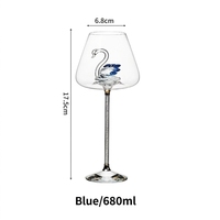 Verre à vin en cristal sans plomb, fait main, personnalisé, motif cygne de dessin animé moderne, de luxe, écologique, cadeau de fête