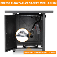 Table de foyer extérieur au gaz en acier de 43 pouces, propane 45000-49999 BTU, certifiée CE/ETL, design carré autoportant pour patio en hiver