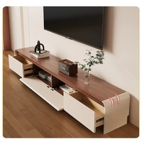 Ensemble meuble TV et table basse en bois massif - Nouvelle unité de rangement intégrée pour le salon - Nouveau meuble de sol