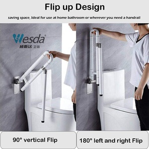 WESDA Mains courantes de sécurité pliables en acier inoxydable pour salle de bains Barres d'appui pour toilettes rabattables Poignées pour rails pour handicapés - Product Image 3