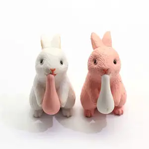 animal statue garden Suppliers-Fairy Garden 100PCS Easter Miniature Baby Bunny Rabbit Cabochon Resin Bunnies Animal Figurine for Outdoor Mini Farm 3D Statues