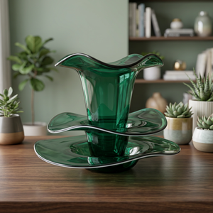 Green Glass <b>Aroma</b> Oil Warmer Electric Fragrance Burner Floral Glass Aromatherapy <b>Lamp</b> for Home Decor - Product Image 2
