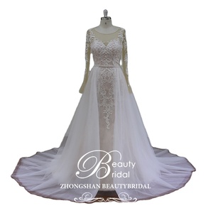 Elegante Design a manica lunga di <span class=keywords><strong>abito</strong></span> da sposa <span class=keywords><strong>abito</strong></span> da sposa sirena <span class=keywords><strong>abito</strong></span> da sposa <span class=keywords><strong>con</strong></span> perline di cristallo e <span class=keywords><strong>gonna</strong></span> <span class=keywords><strong>in</strong></span> <span class=keywords><strong>Tulle</strong></span> rimovibile - Product Image 1
