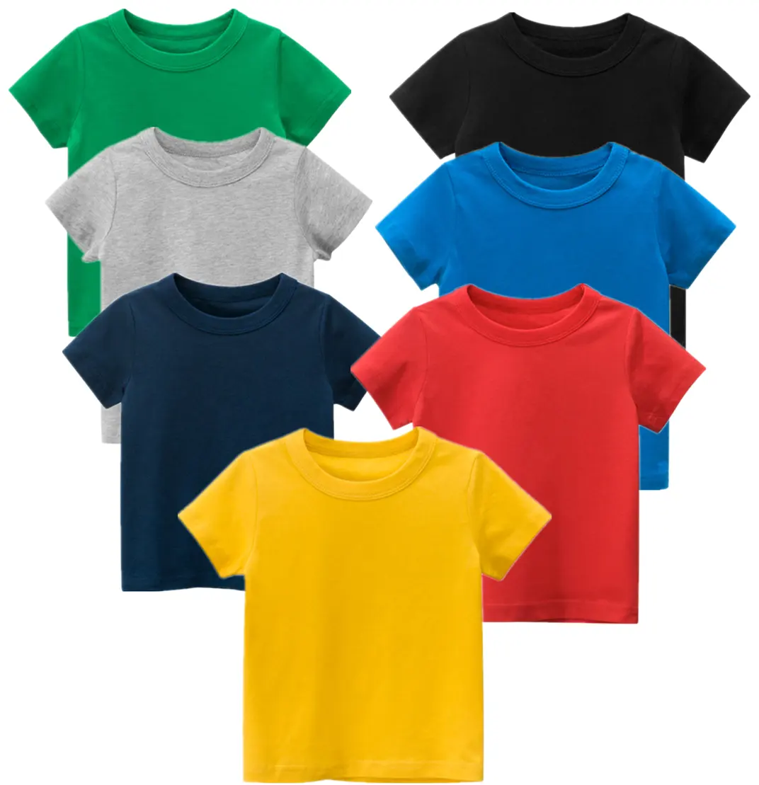 100% कपास सादे लड़कों टी शर्ट कस्टम लोगो रिक्त बच्चों को टी शर्ट लड़कों और लड़कियों के लिए