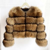 Manteau court de luxe en vraie fourrure de raton laveur pour femme, respirant, écologique et moelleux – Vente en gros directe usine