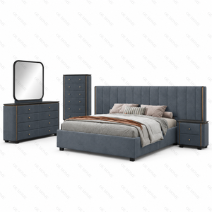 Juego de Muebles de Dormitorio Moderno con Cama Queen Acolchada, Diseño Contemporáneo, Cómoda y Armario para el Hogar - Product Image 4