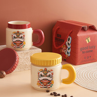 Tasse en céramique de danse du lion originale de luxe portable de haute qualité boîte-cadeau tasse en céramique au design classique
