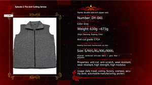 Chaleco Táctico Resistente a Cortes de Alto Nivel Personalizable Directo de Fábrica, Ropa de Seguridad Reforzada, Material HPPE Gris Nivel D - Product Image 3