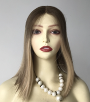 Perruque Courte Bob Ombrée Brun Clair avec Fermeture Machine et Dentelle Suisse, Densité 130, Cheveux Vierges Chinois Bruts, Perruque Tendance