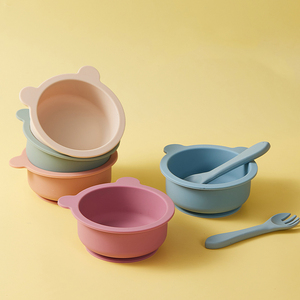 Vajilla para niños, comida, plato de silicona para bebé, juego de destete para comer, comedor para niños, juego de alimentación de bebé de silicona sin BPA - Product Image 2