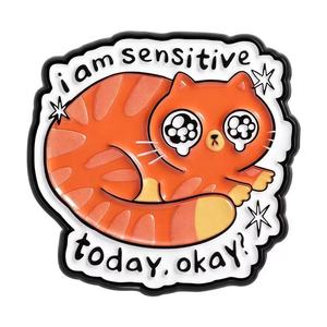 Broches de Esmalte con Frases Motivadoras, Soy Sensible <span class=keywords><strong>Hoy</strong></span>, Estilo Caricatura, para Amantes de Animales, Joyería - Product Image 6