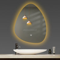 Miroir LED intelligent pour salle de bain, personnalisé, moderne, anti-buée, sans cadre, en verre, à fixation murale, avec interrupteur tactile, en vente