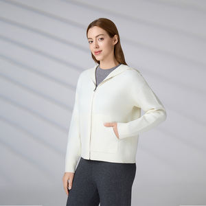 Cardigan tricoté sur mesure, pull décontracté, sweat à capuche tendance, fermeture éclair intégrale, blanc, court, pour femme, hiver - Product Image 6