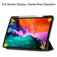 Étui de protection intégrale pliable pour tablette iPad Pro 12,9 pouces, design antichoc, support folio, porte-stylo (Multi)