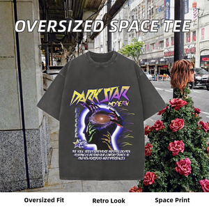 เสื้อยืดโอเวอร์ไซส์ลายกราฟิกอวกาศดาร์กสตาร์สไตล์เรโทร ผ้าฝ้ายถัก 100% สตรีทแวร์ลำลอง ยูนิเซ็กส์ ขายส่งจำนวนมากจากคลังสินค้าในสหรัฐอเมริกา - Product Image 2