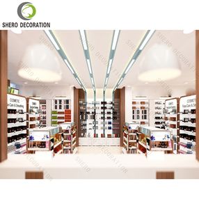 Étagères murales de présentation de maquillage sur mesure pour boutique de cosmétiques, style tendance, avec logo en bois, mobilier et décoration pour boutique de cosmétiques - Product Image 3