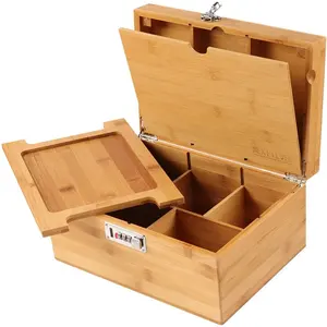 उच्च गुणवत्ता कस्टम पुन: प्रयोज्य लकड़ी के भंडारण बॉक्स के साथ गंध सबूत छिपाने की जगह बॉक्स ताला